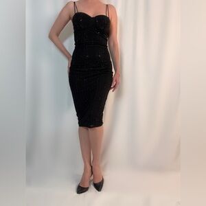 Windsor Black Midi Dress with Subtle Sparkle
